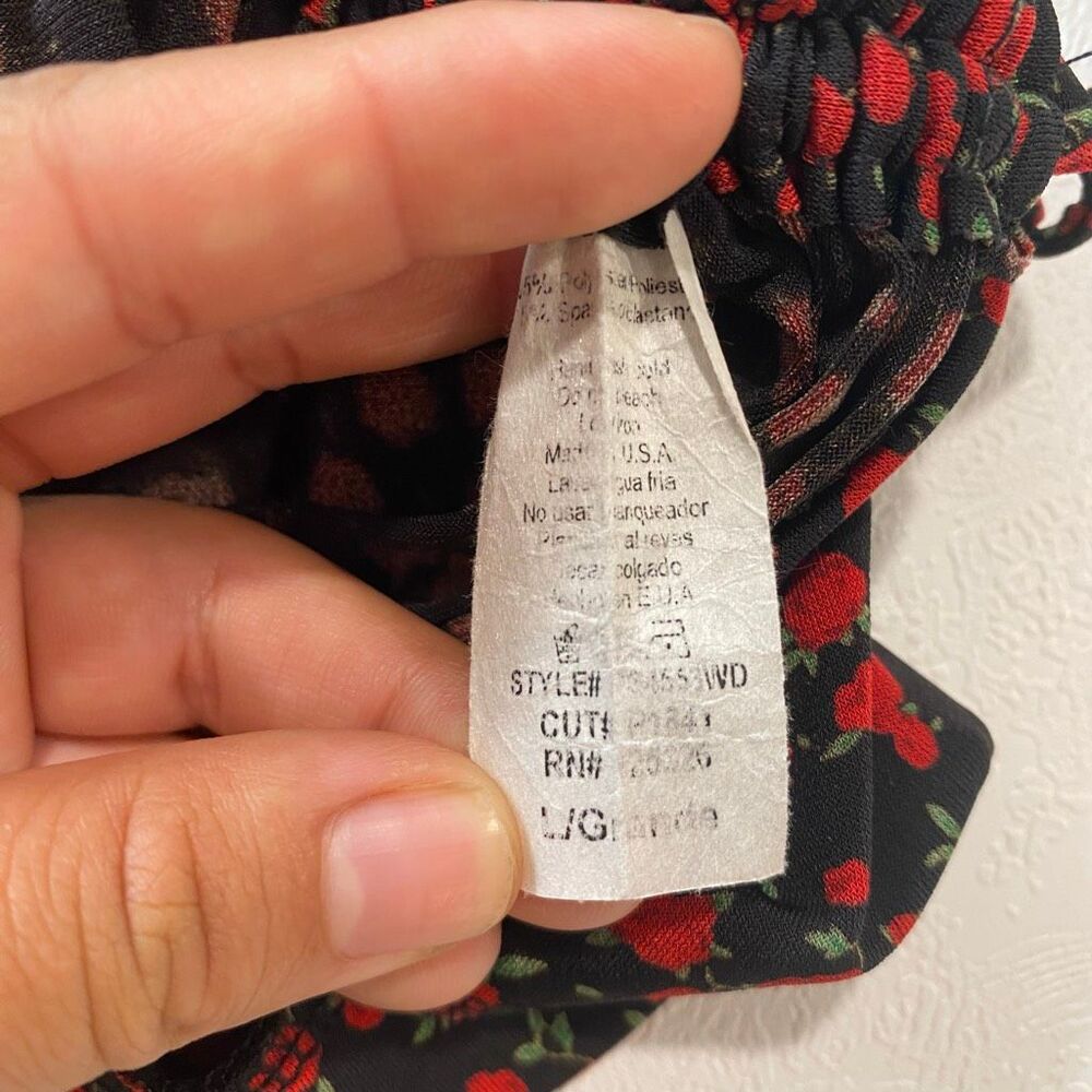 Windsor Ruched Floral Mini Skirt Black Red Rose Print Size Large - Picture 5 of 7